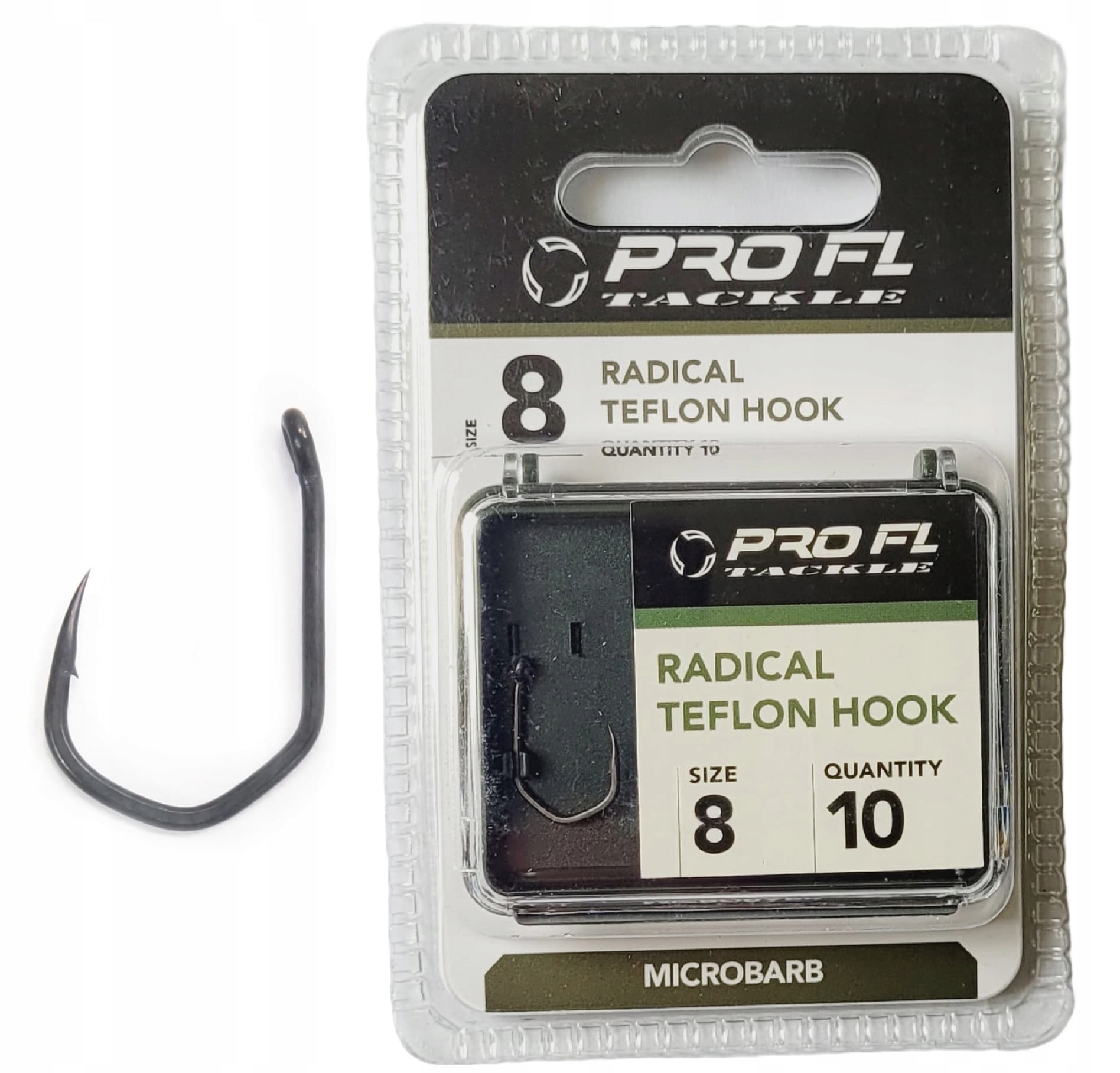 Pro FL Radical Teflon Carp Hooks Size 8 – 10 pcs